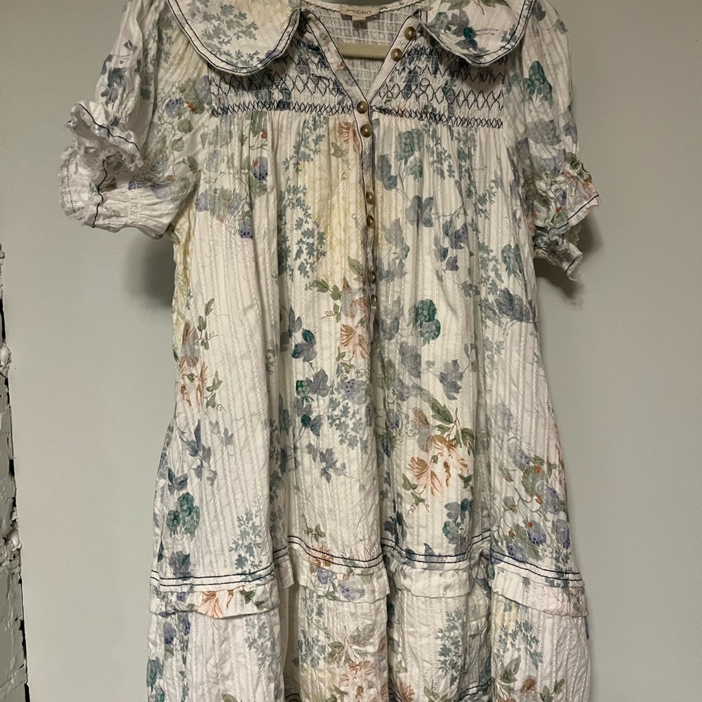 Pilcro from Anthropologie Floral Ruffled Babydoll Dress